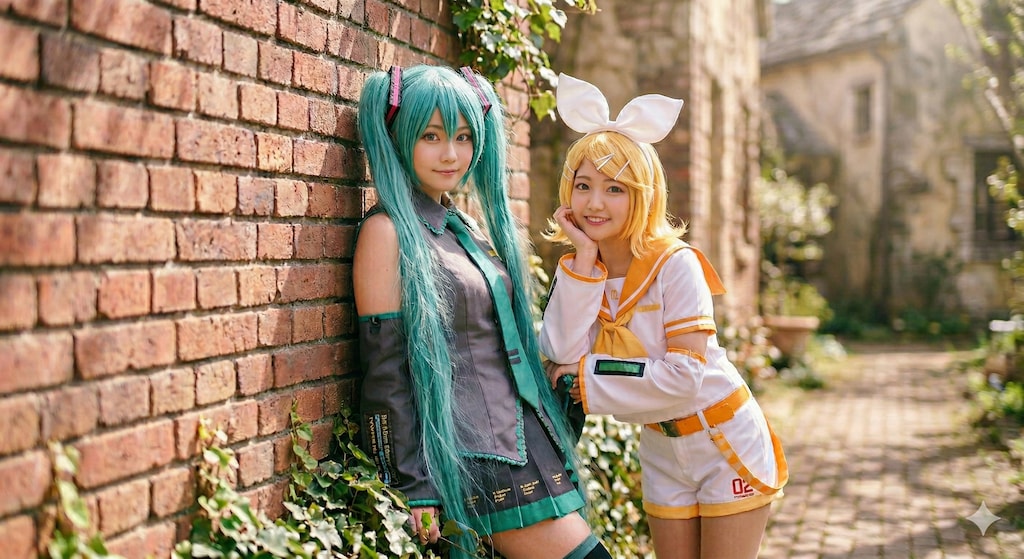 ミクさんとリンさんのコスプレ