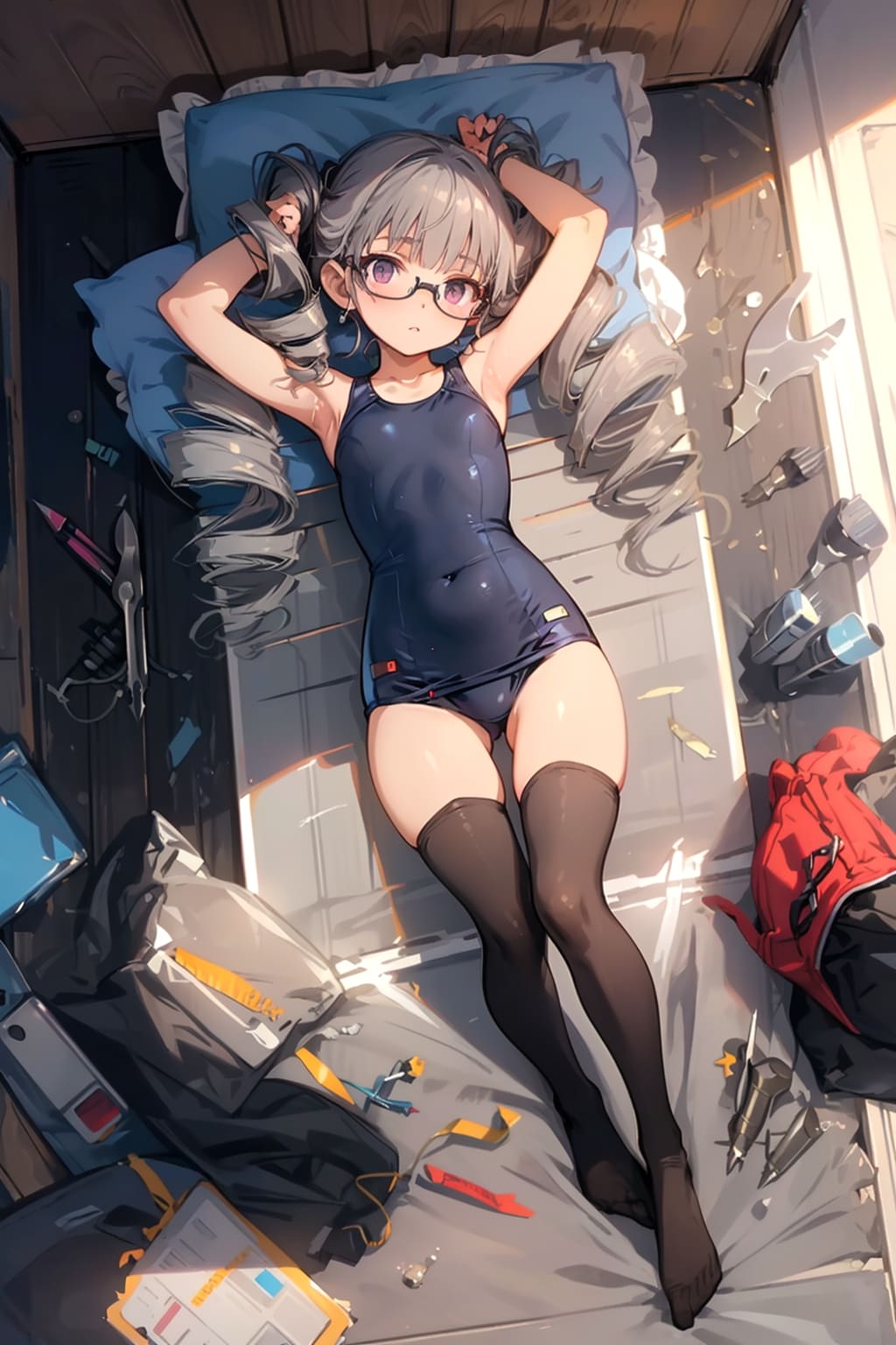 スク水タイツの眼鏡っ娘