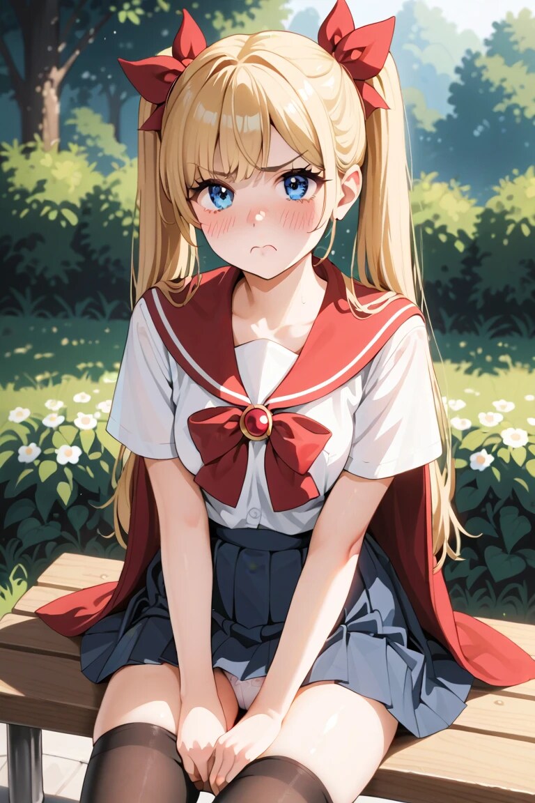 ぷくーっと頬を膨らませてるツインテール女子✨