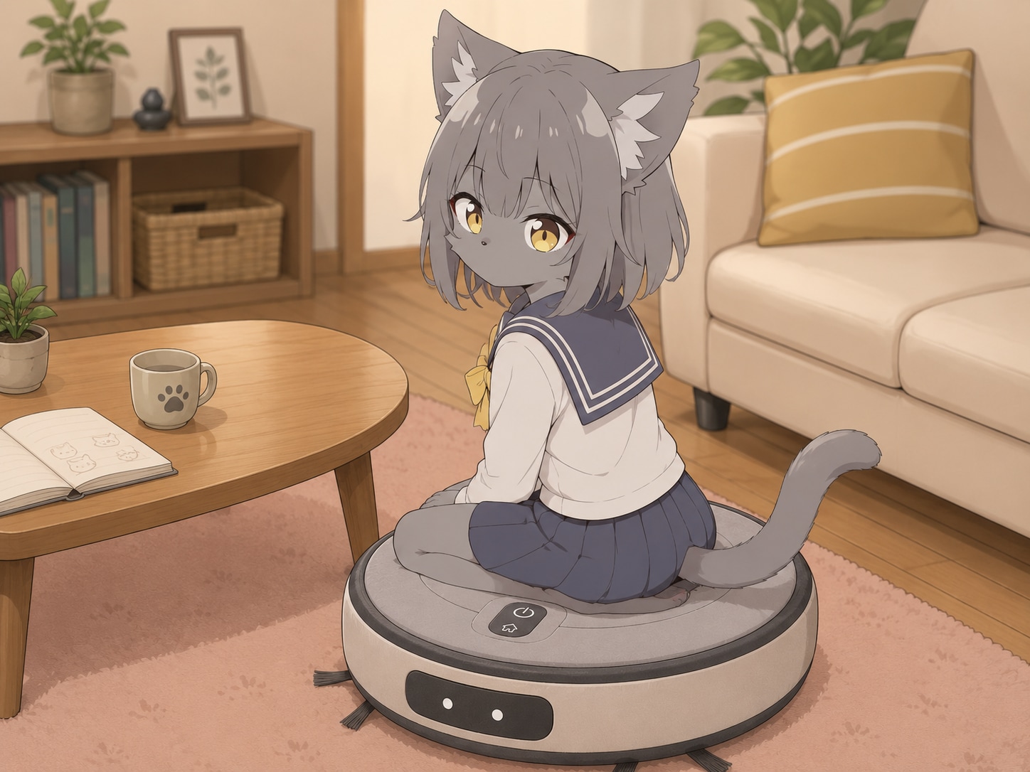 ケモいあの子が家に誘ってくれた 楽に座ってと言われて腰を下ろそうとした瞬間、あの子の座布団が目に入った ……なにそのロボット掃除機みたいな座布団…普段そんな座布団使ってるの？…惚れてまうやろ〜〜！