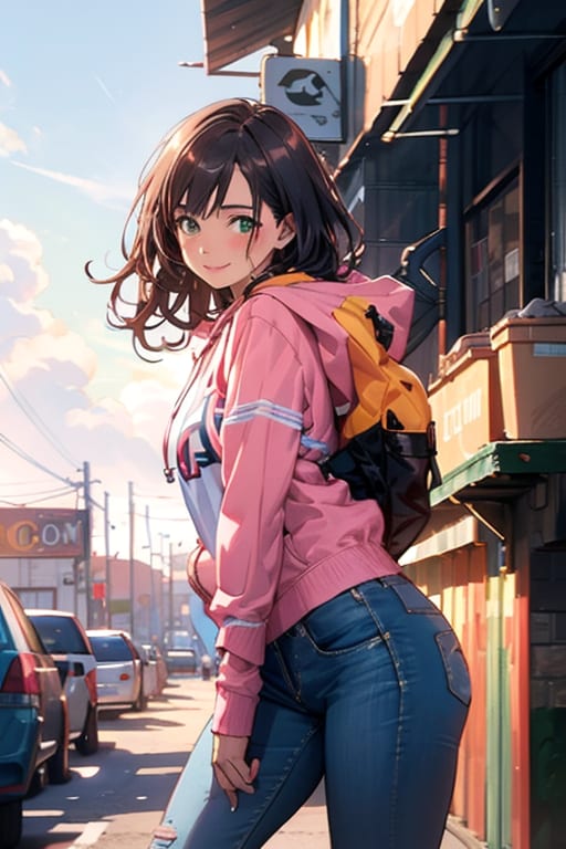 ピンクのパーカーの彼女 | の人気AIイラスト・グラビア