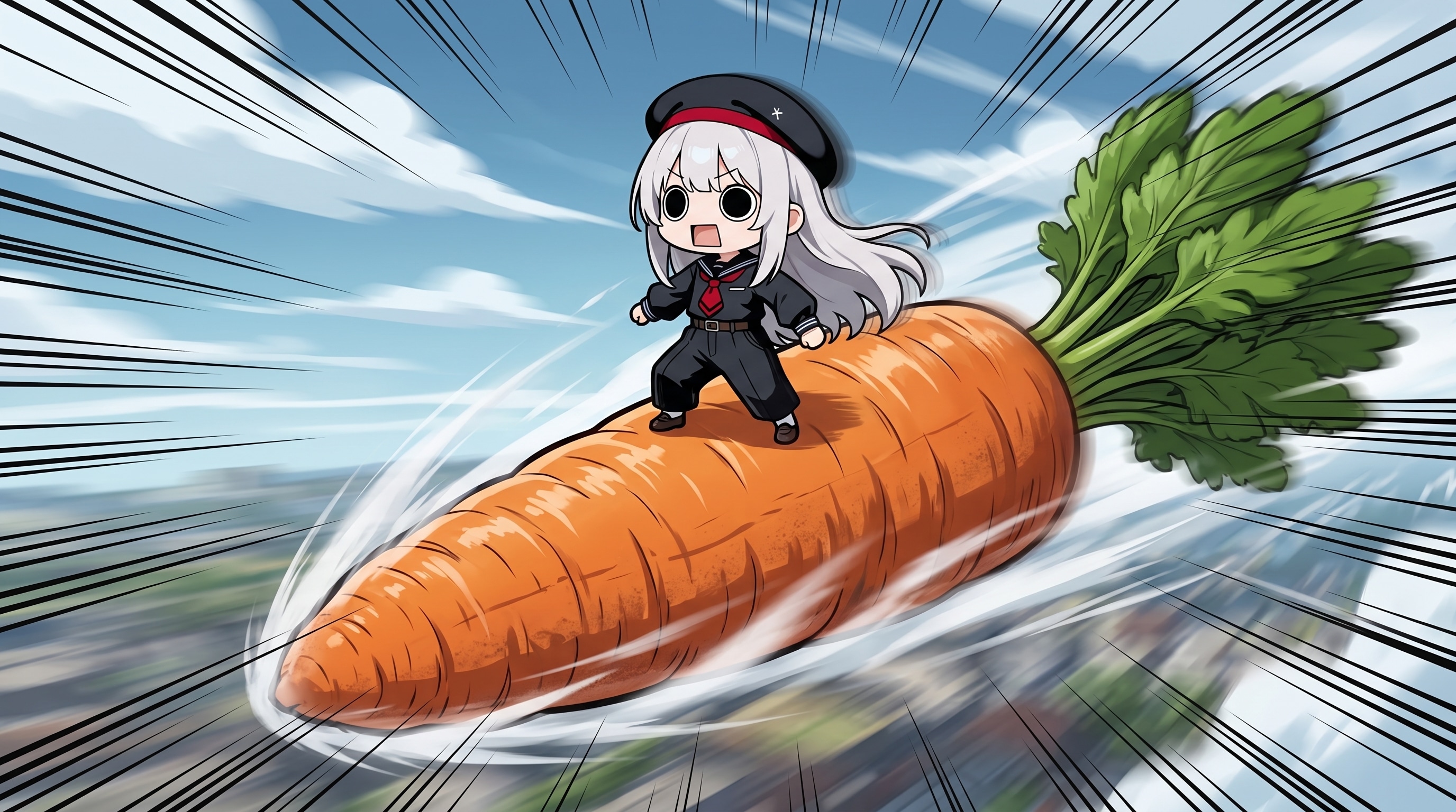 ジェット人参を乗りこなすえらいこっちゃ嬢 | の人気AIイラスト・グラビア