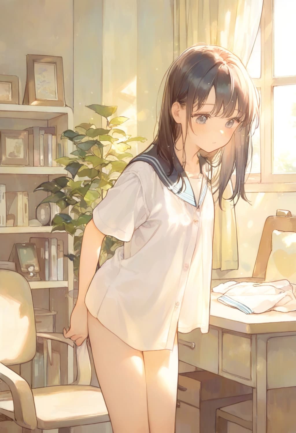 朝の支度(水彩タッチ)(6)