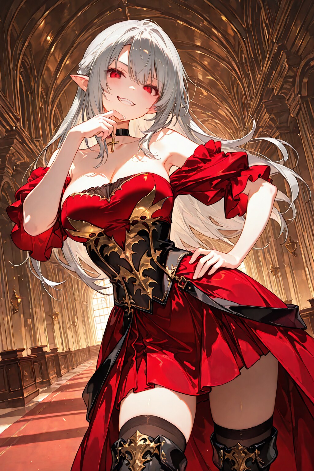 自作ラノベより抜粋シーン『吸血女帝モードで、妾の魅力に恐れ慄くがいい！』アビゲイル（TS吸血鬼）