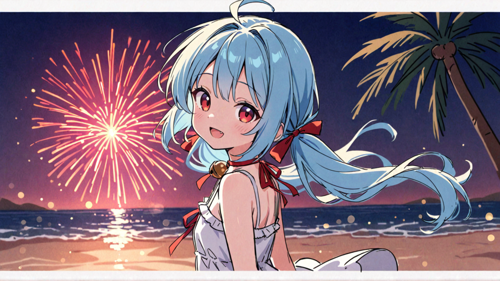 夏の夜に灯る花。