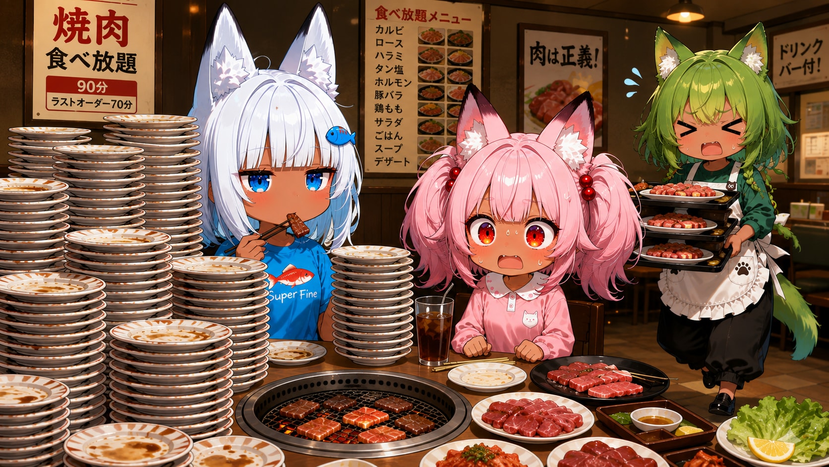 焼肉食べ放題！ | の人気AIイラスト・グラビア