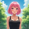 ピンクヘアのタンクトップ娘 3枚目