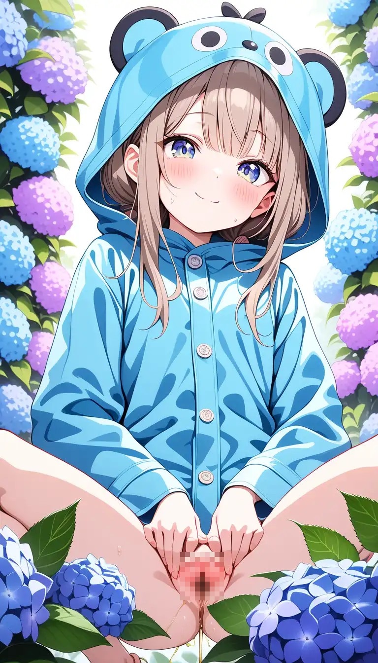 紫陽花と合羽少女(R-18)