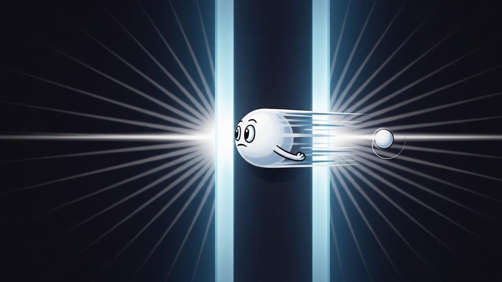 スリットを抜ける どうてんピーくん