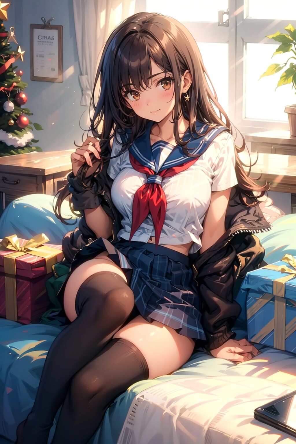 かわいい女子高生　プレゼント待ってる