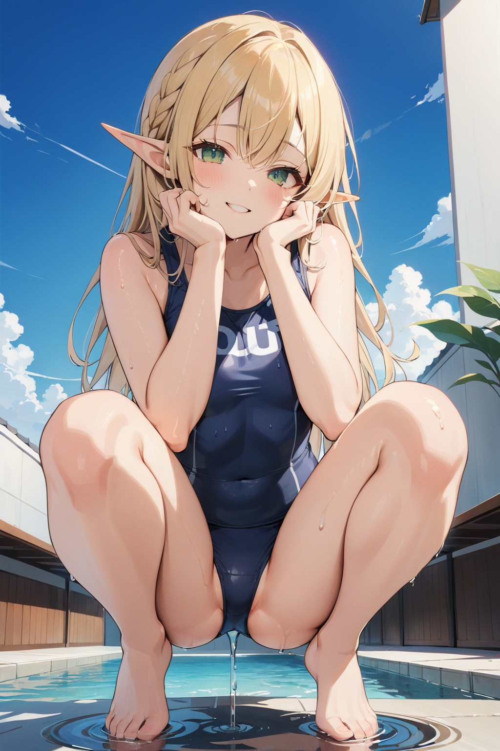 プールサイドのエルフちゃん