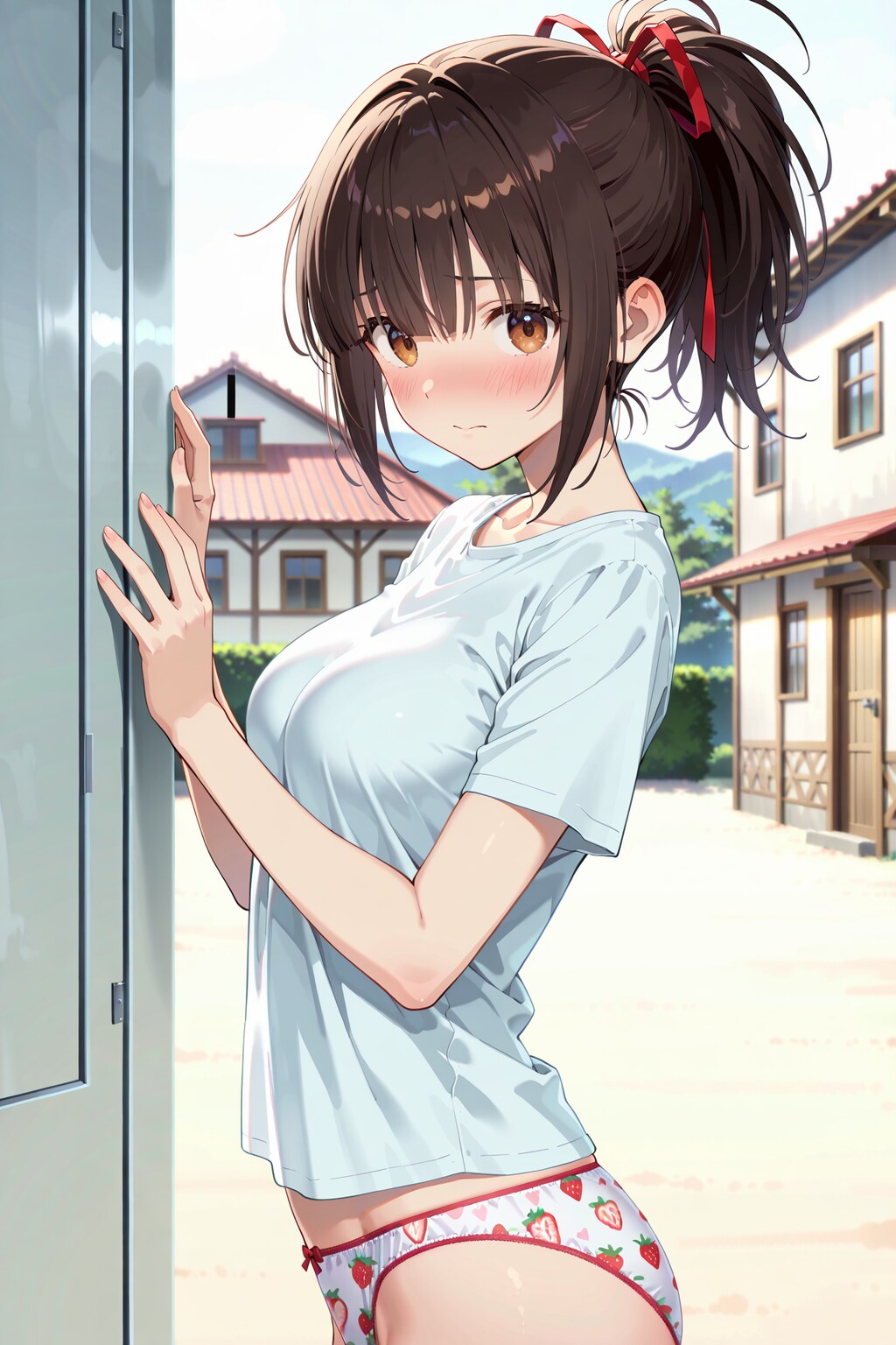 路地でシャツ＋ぱんつ姿の撮影会 Y916