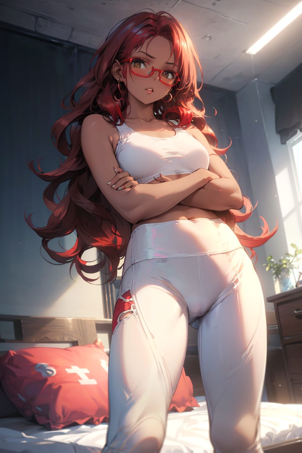 スポーツウェアの眼鏡っ娘