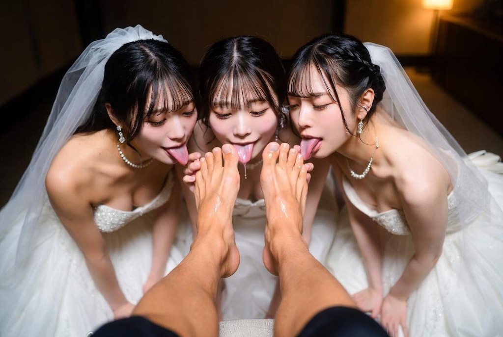 一夫多妻婚　足舐め１