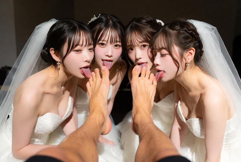 一夫多妻婚　足舐め１
