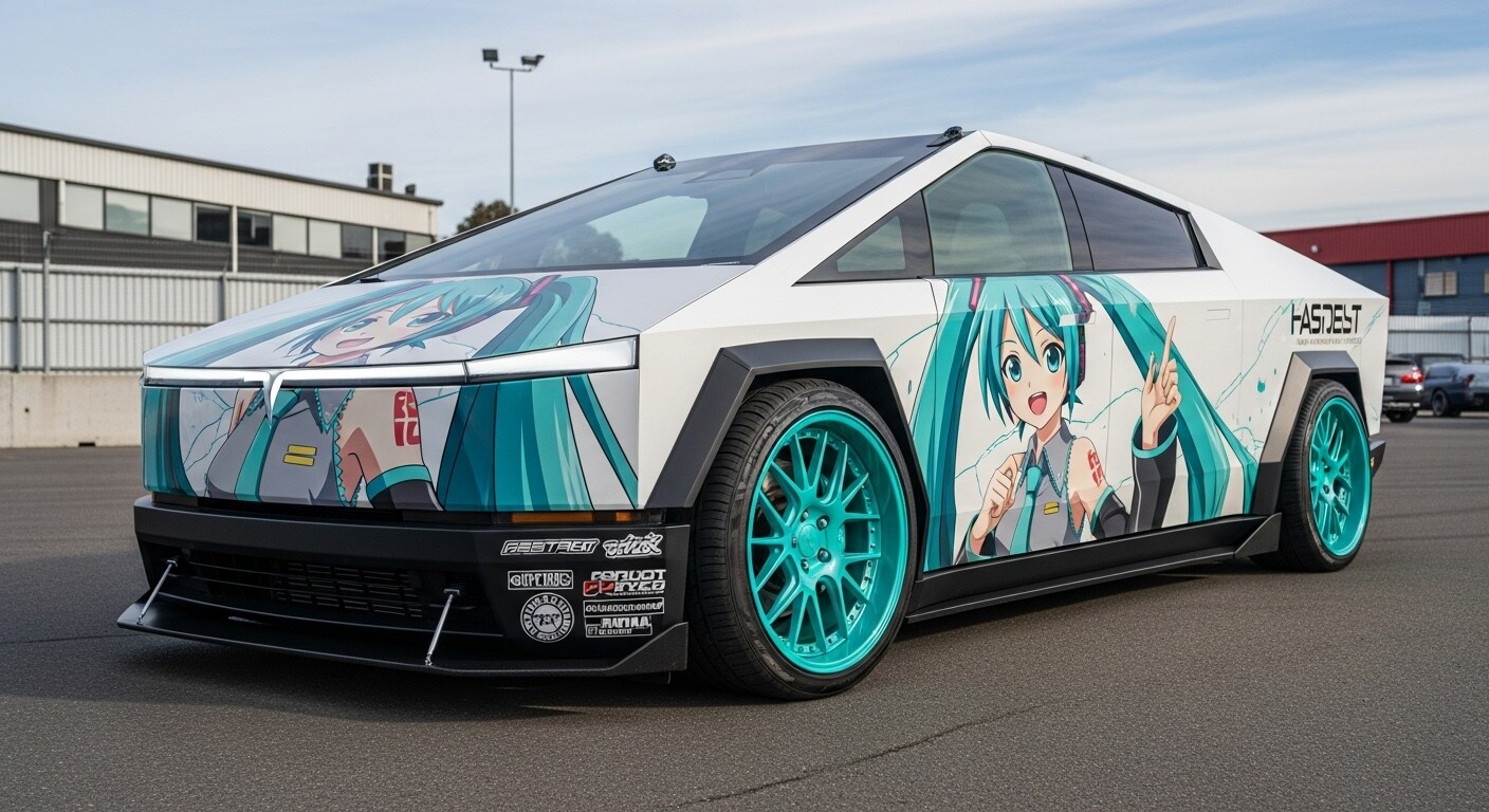 テスラサイバートラック初音ミク痛車 | の人気AIイラスト・グラビア