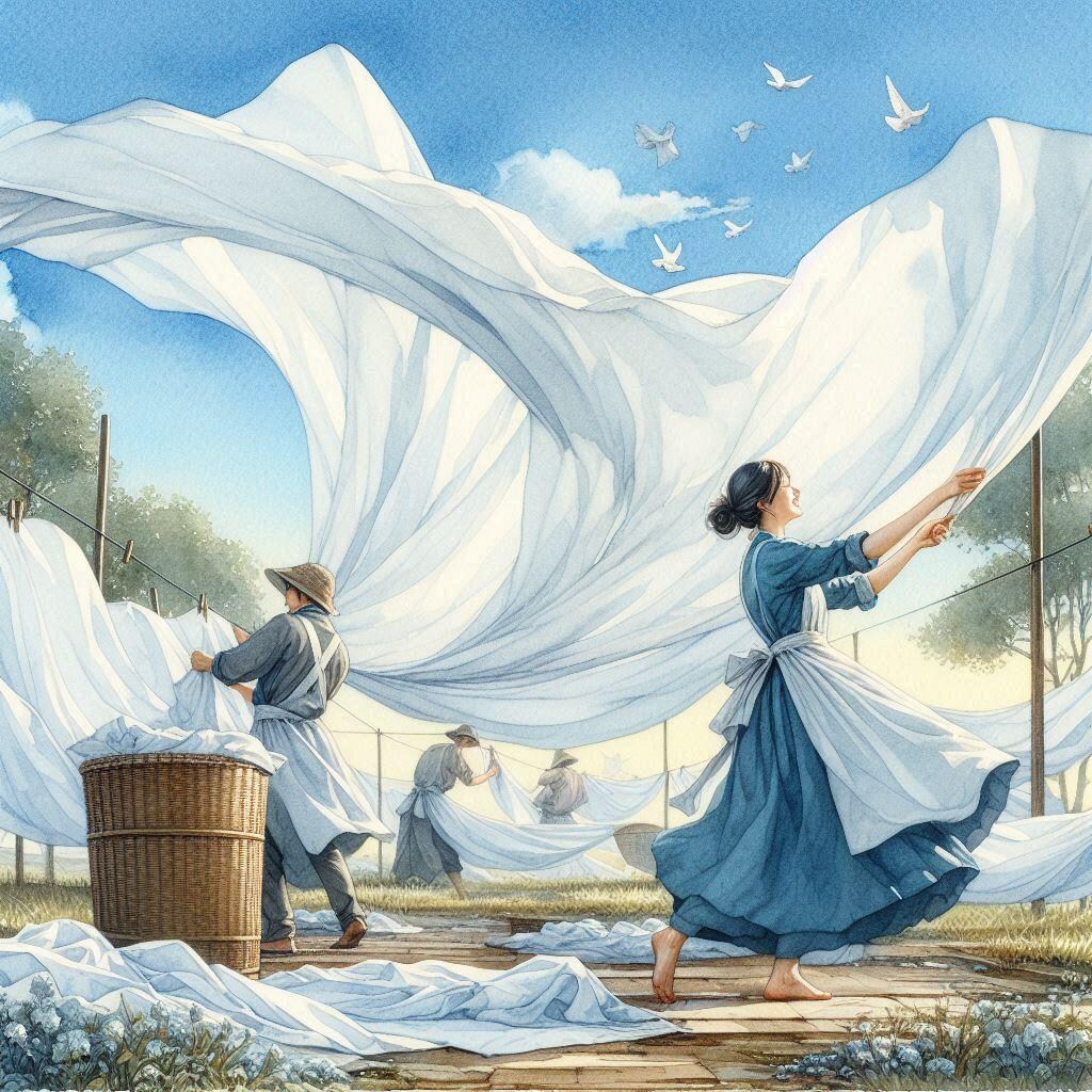 洗濯日和(水彩画)