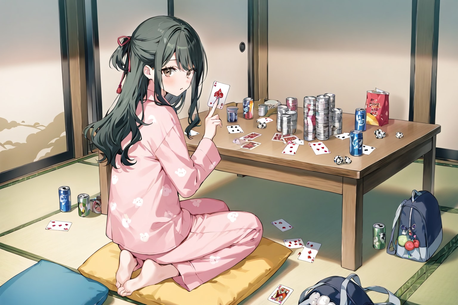 利奈さん(うちの娘)、お泊り会に参加 | の人気AIイラスト・グラビア