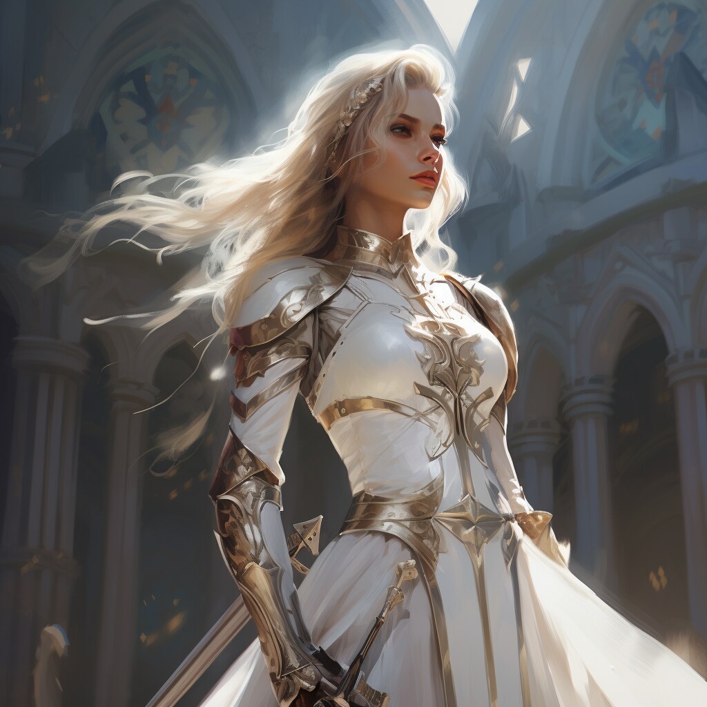 これから戦いに赴く姫騎士は物憂げな表情を浮かべる / The princess knight who is about to go into battle has a somber expressio