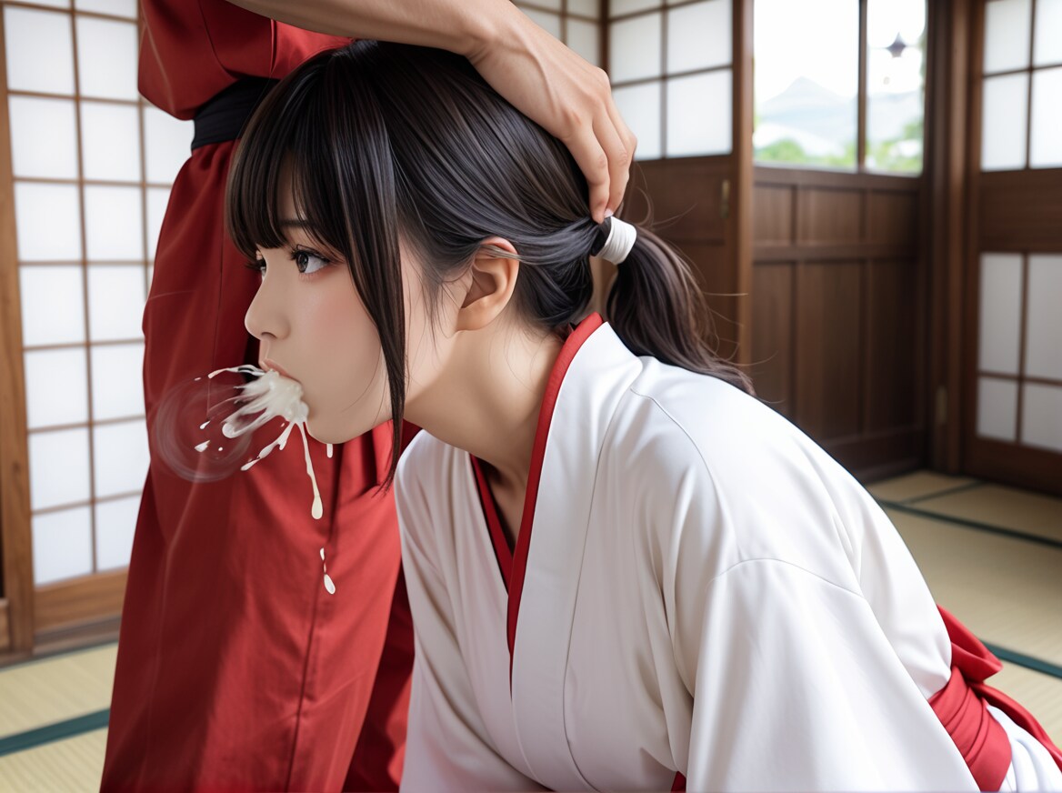 精子を吐き出す巫女