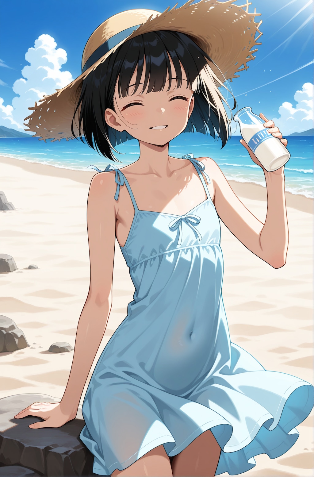 水色のワンピース