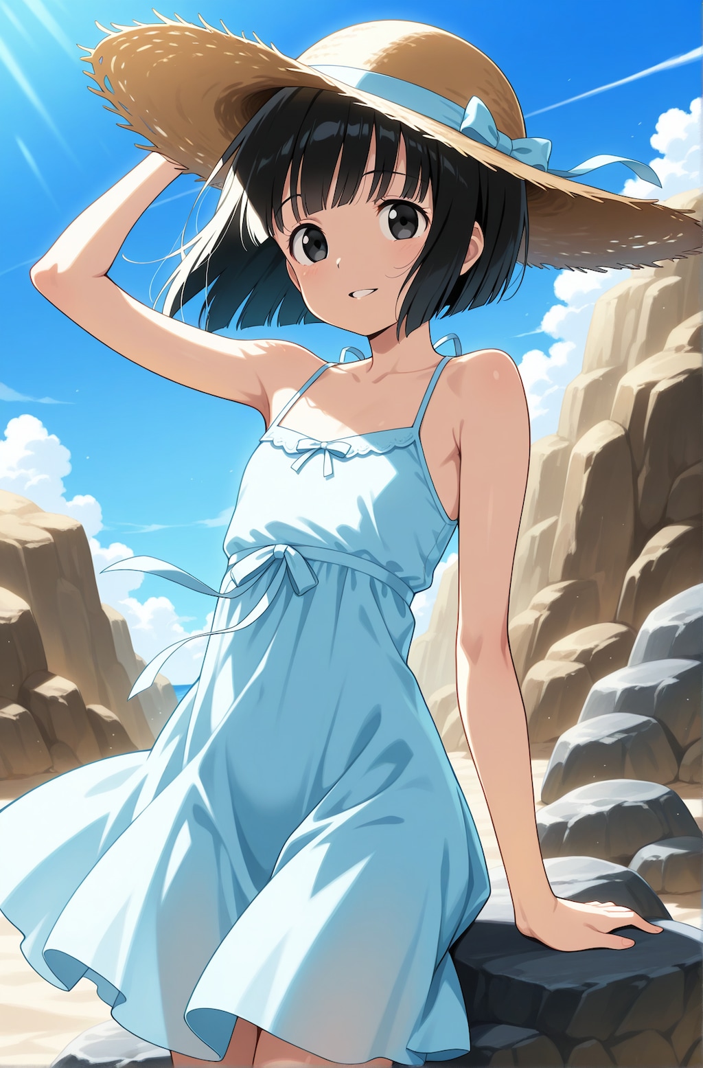水色のワンピース