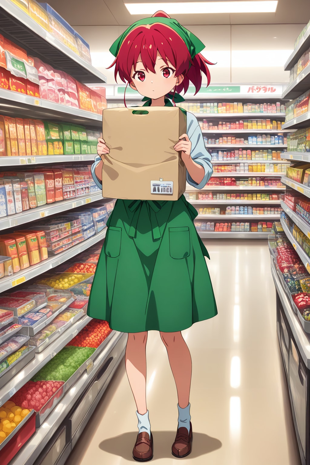 品物の補充するバイトの娘