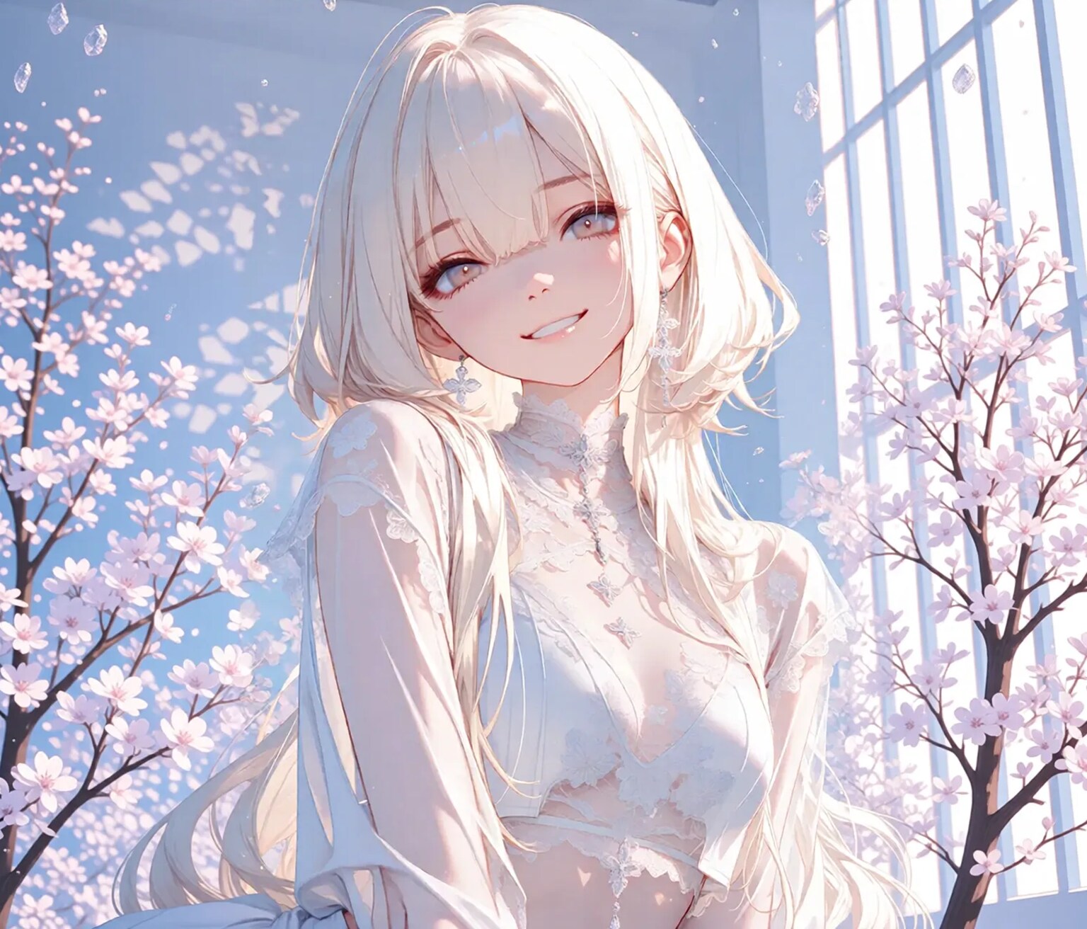 桜と透けブラ