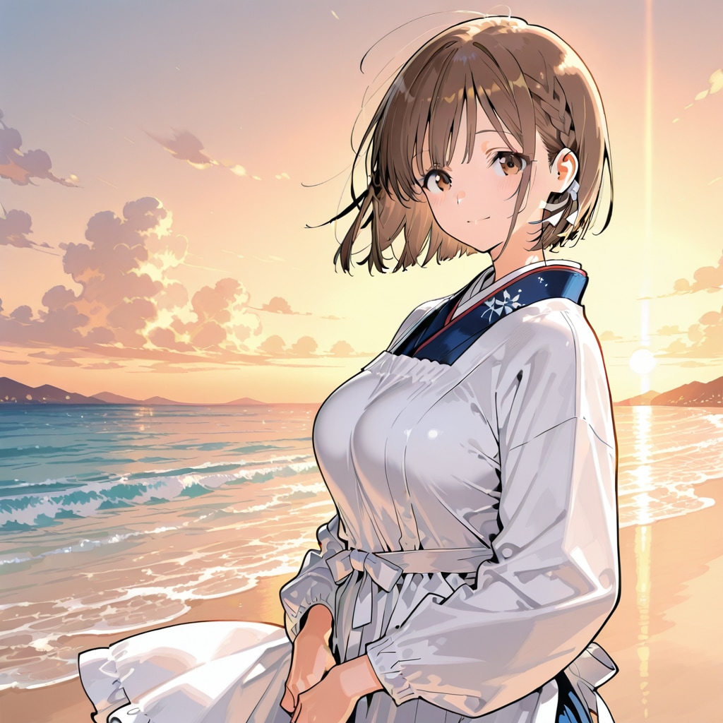 良人と浜辺を散策