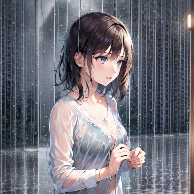 woman in the rain