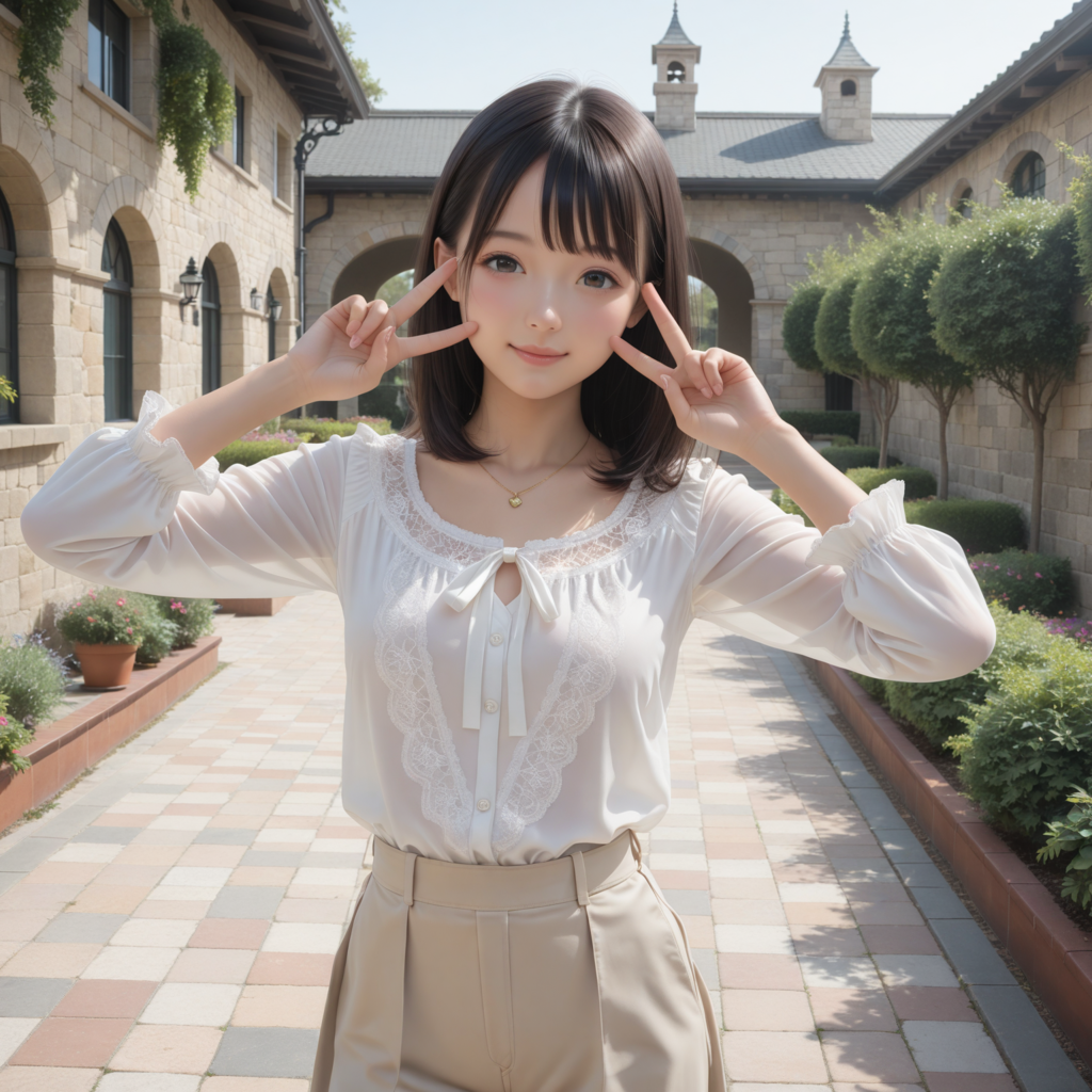 お嬢様　ダブルピース