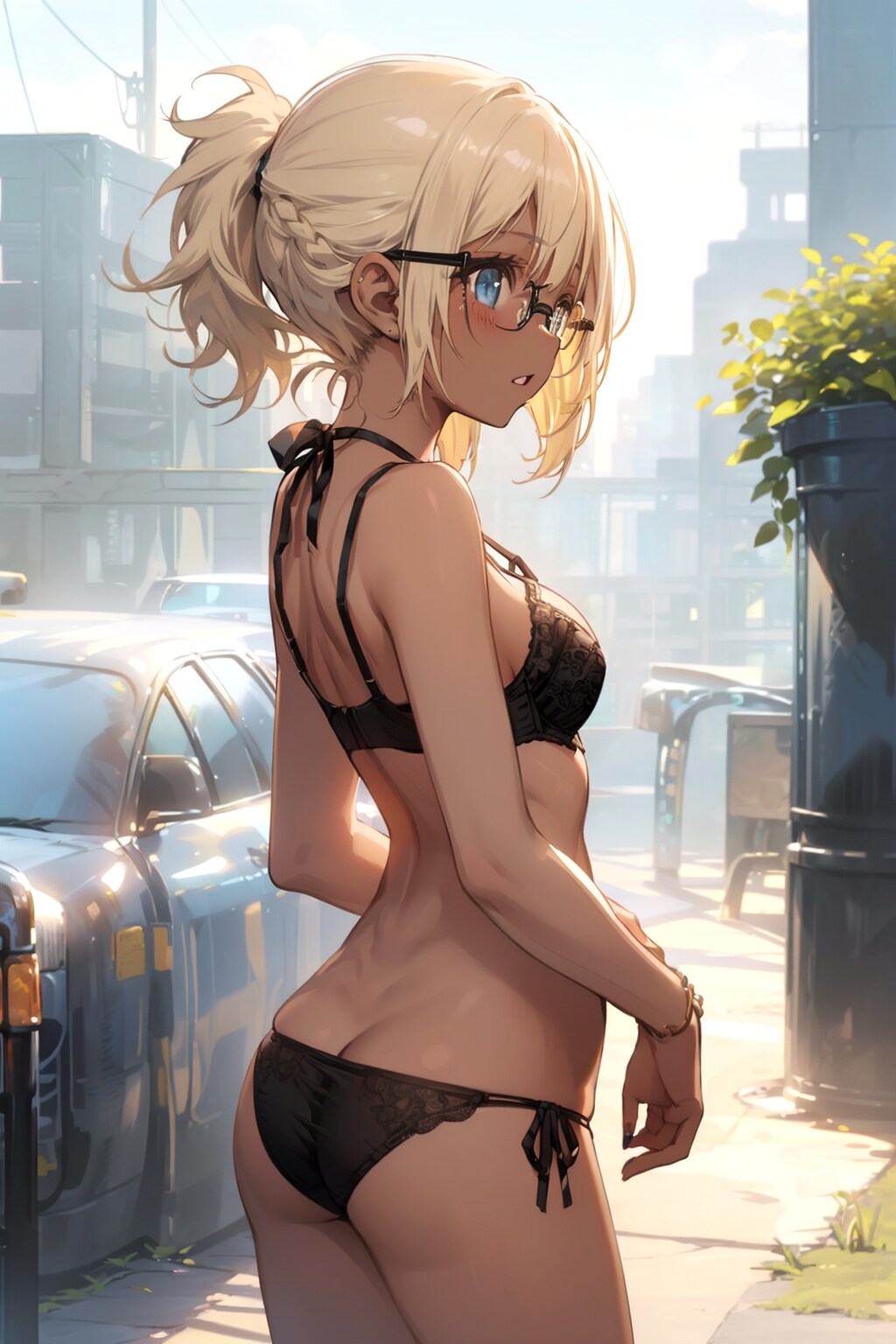 下着の眼鏡っ娘