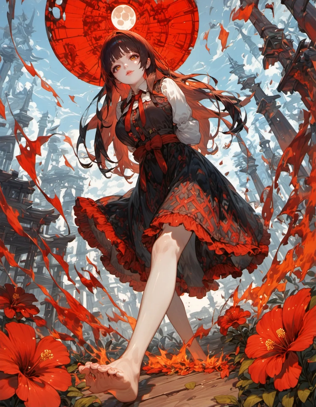 Crimson Dance of the Falling Petals