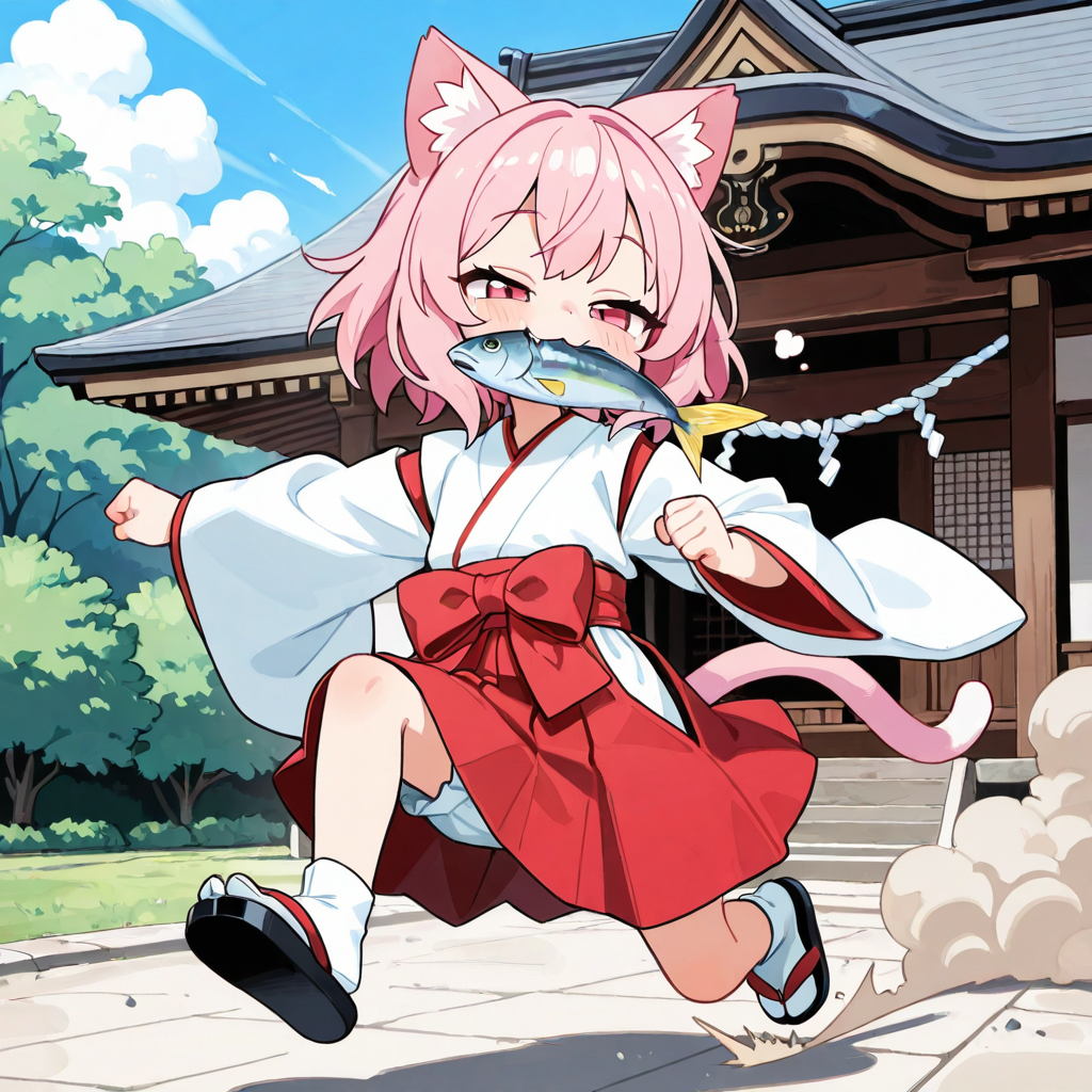 あっ！！お供えの魚を！？コラァー！！