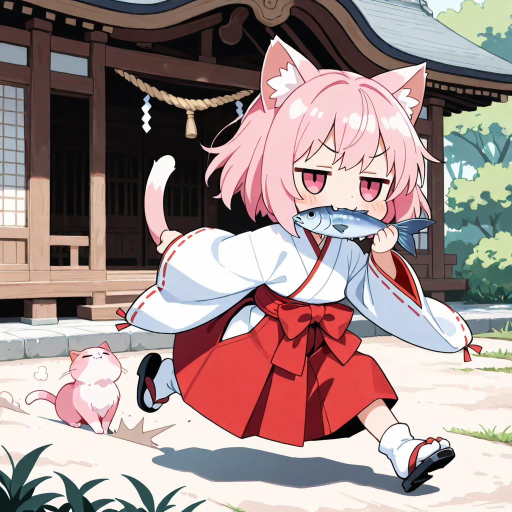 あっ！！お供えの魚を！？コラァー！！