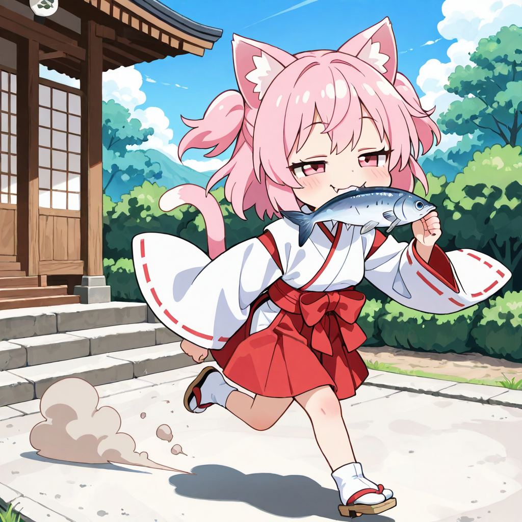 あっ！！お供えの魚を！？コラァー！！