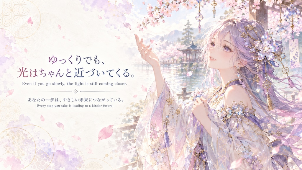 Light of the Lakeside Cherry Blossoms  Even if you go slowly, the light is still coming closer. Amid