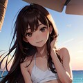 海辺で日焼けした貧乳の少女 7枚目