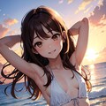 海辺で日焼けした貧乳の少女 6枚目