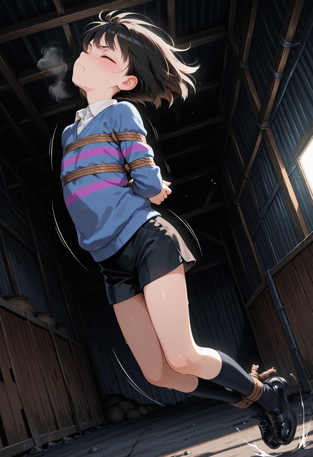 縛られているので両足ジャンプで移動するフリスク