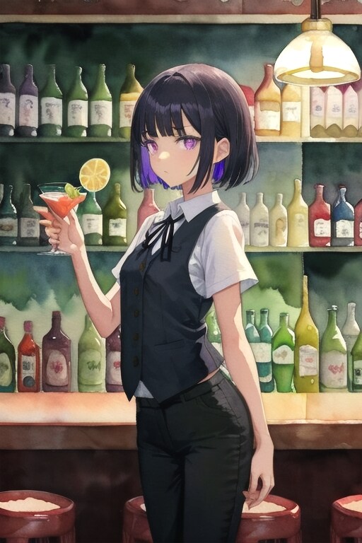 ノーライン水彩画試作