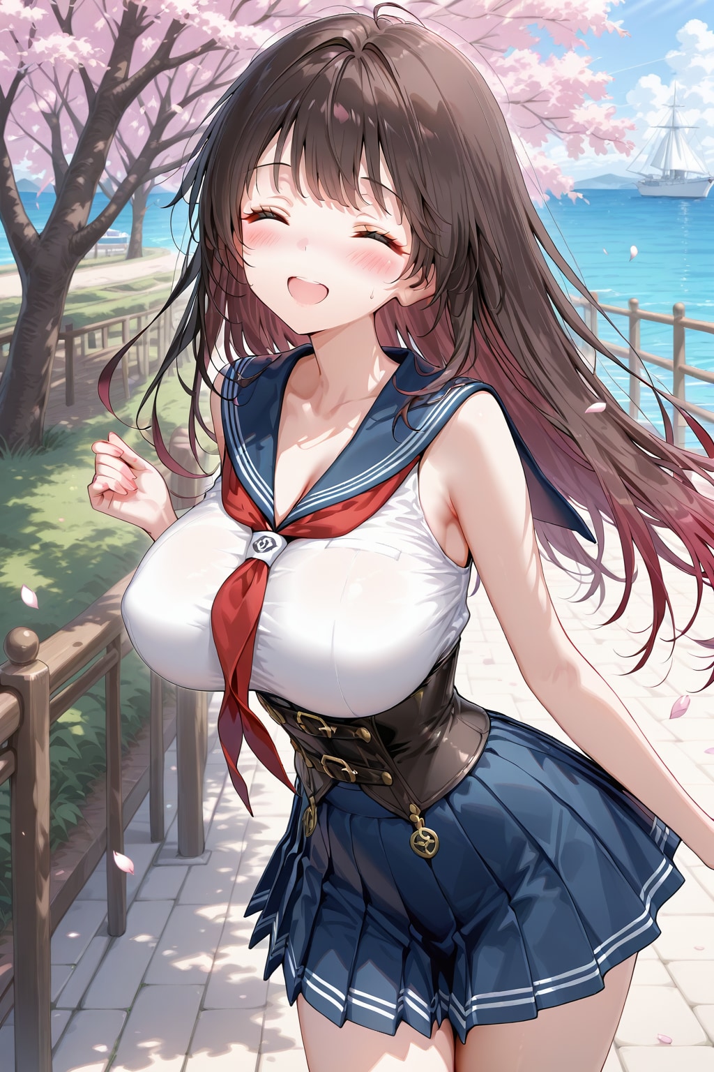港町の制服少女