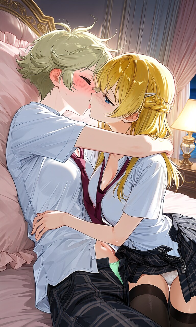 先生の目の前で濃密なキスを繰り返す双子