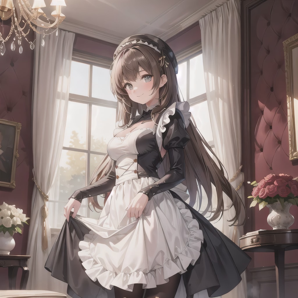 茶髪ロングでメイド服の少女５