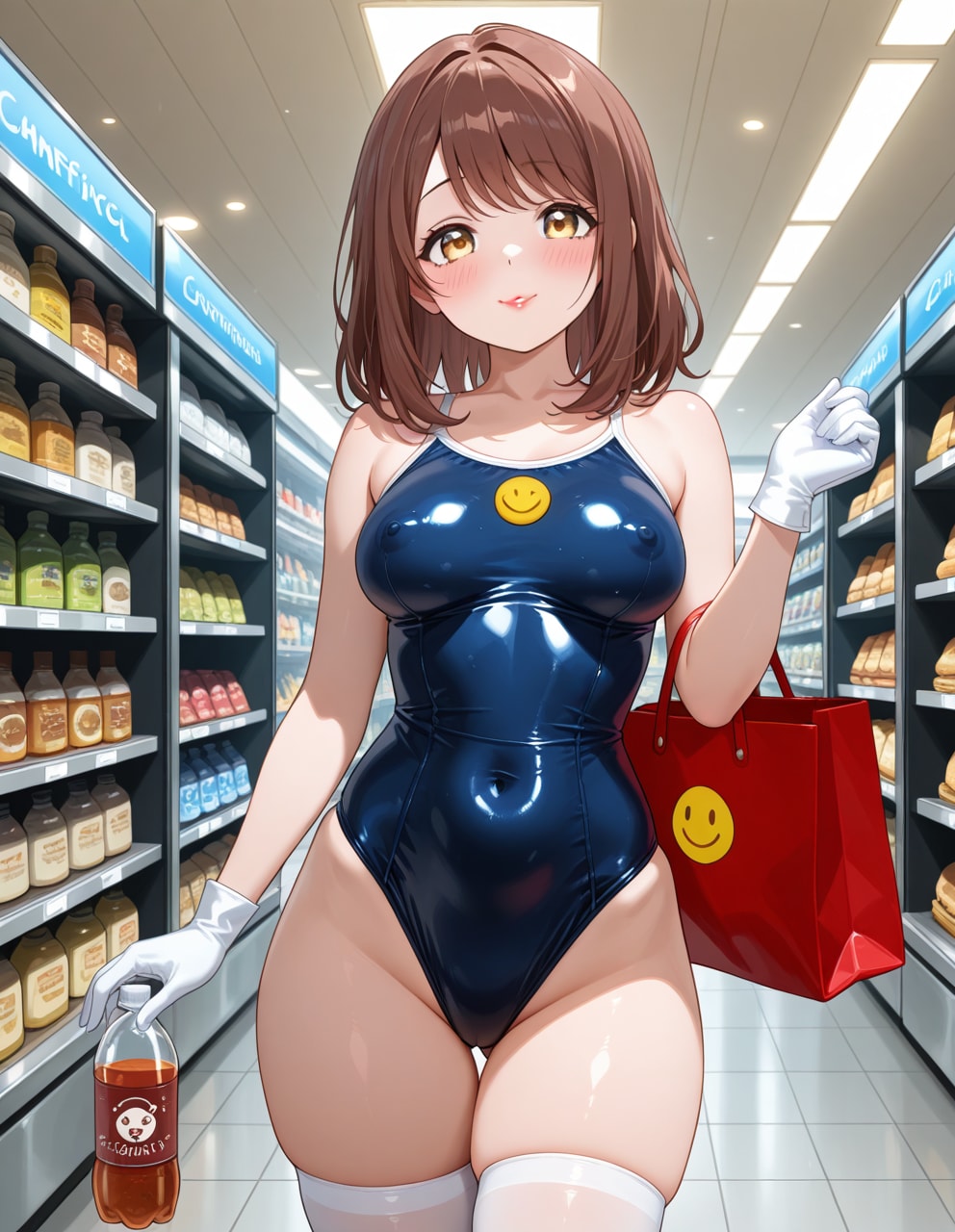 スク水の椎名心実とショッピングモール(PixAI版)