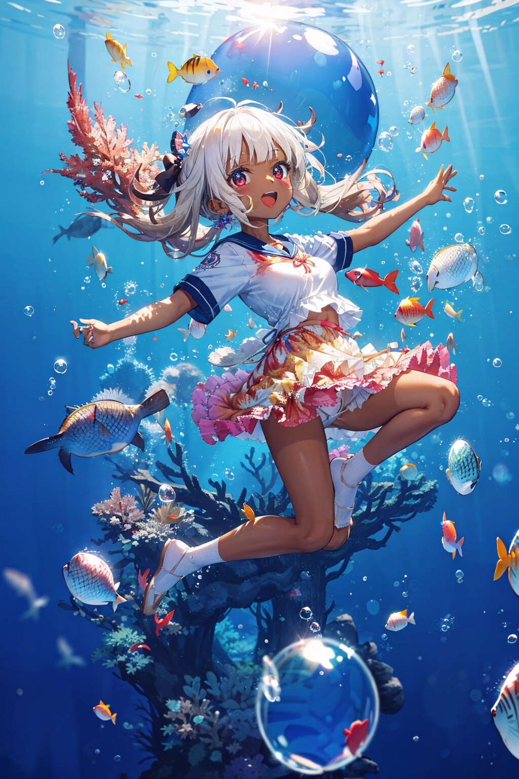 南の海でダイビング
