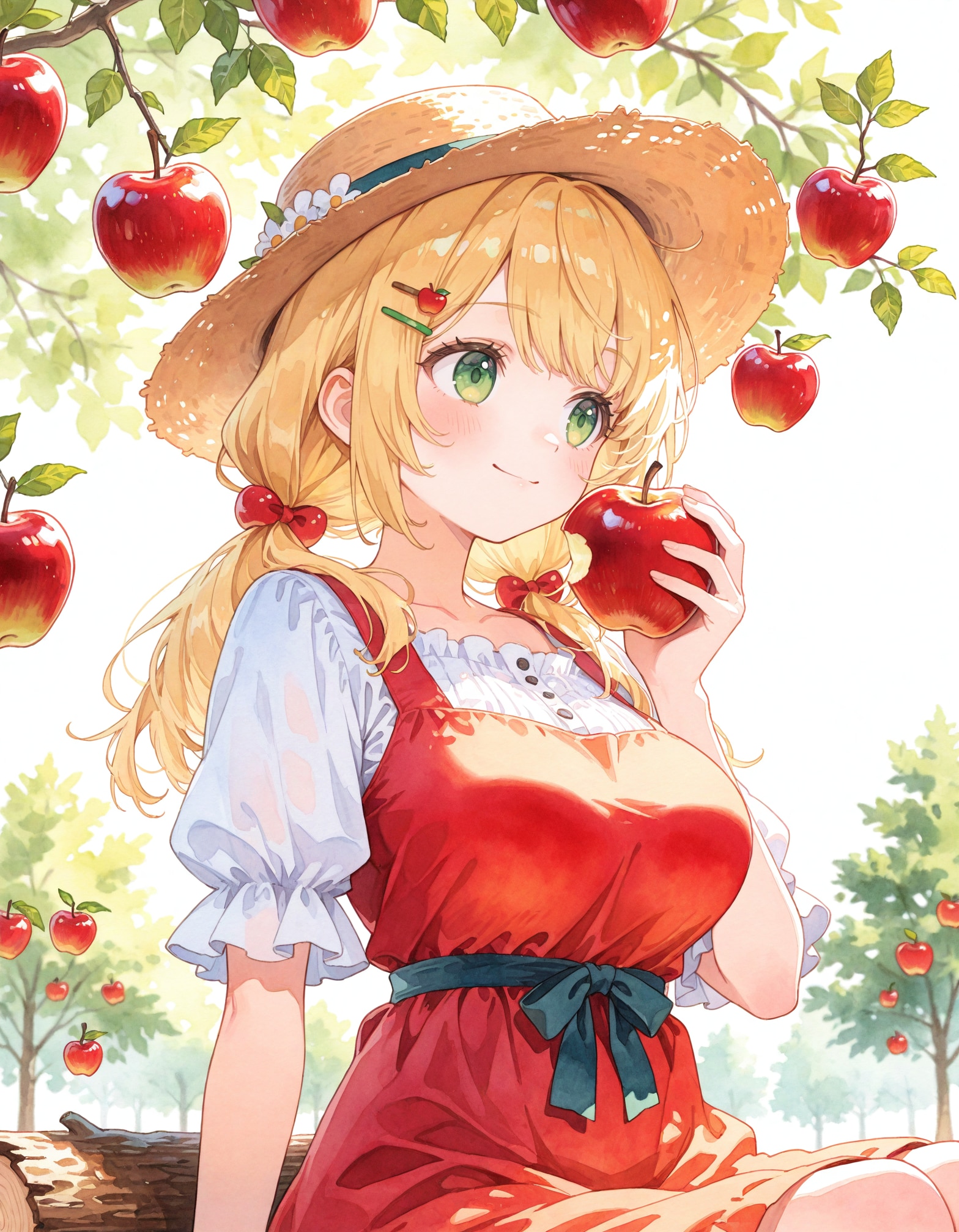 りんごを食べる少女 | の人気AIイラスト・グラビア