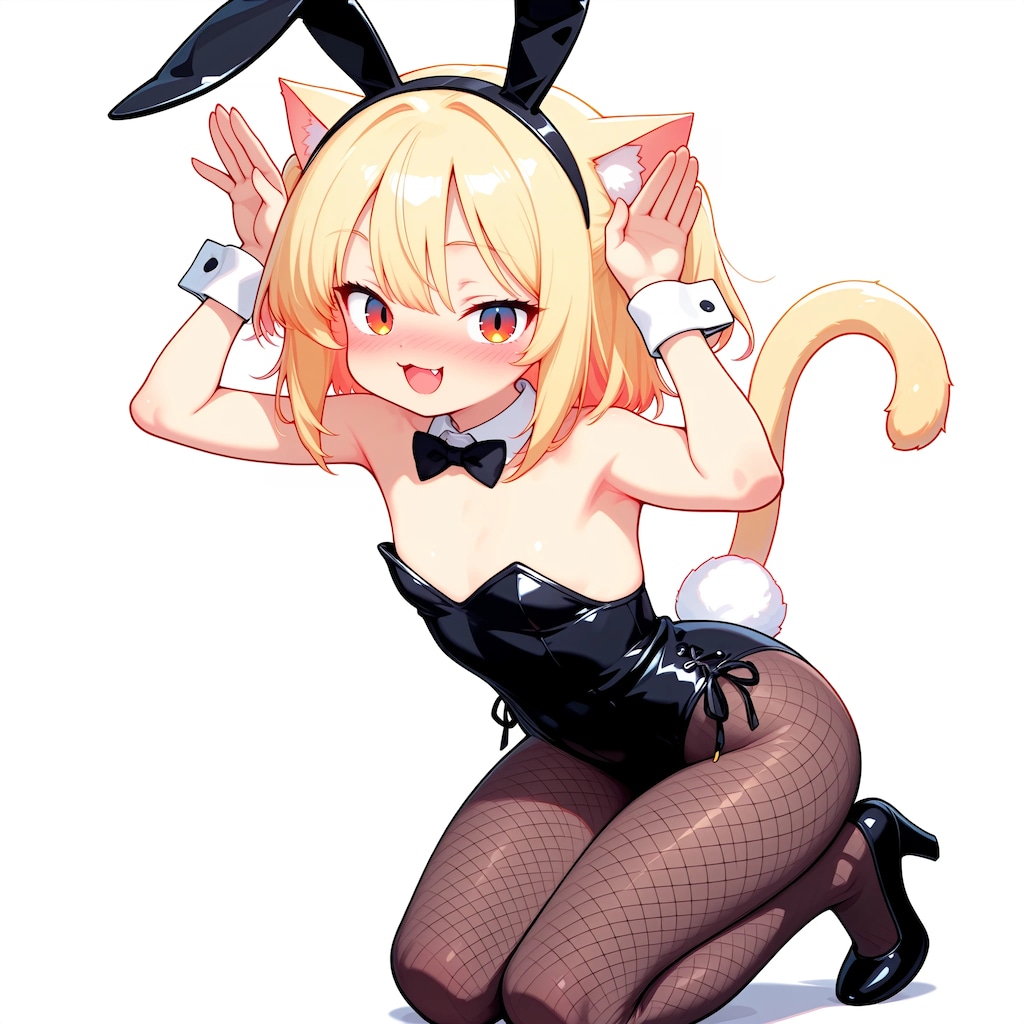 バニースーツ＋メスガキ＋猫耳＋うさみみポーズ　(過積載)
