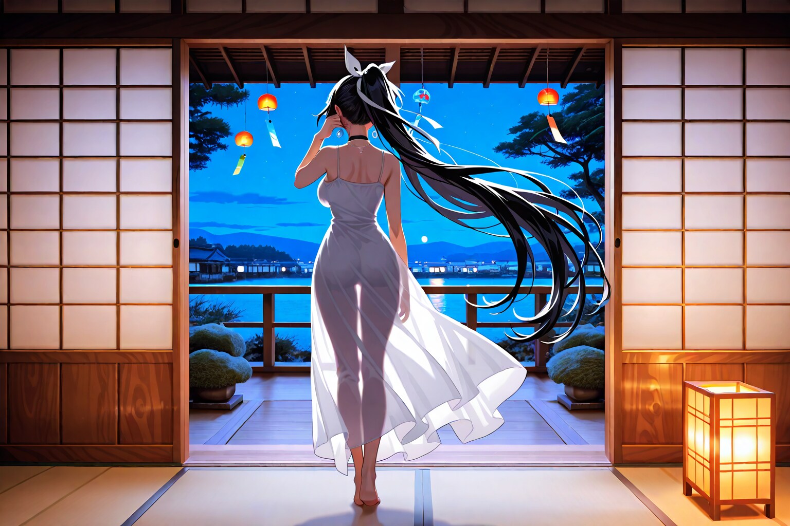 涼しげな、お姉さんの後ろ姿