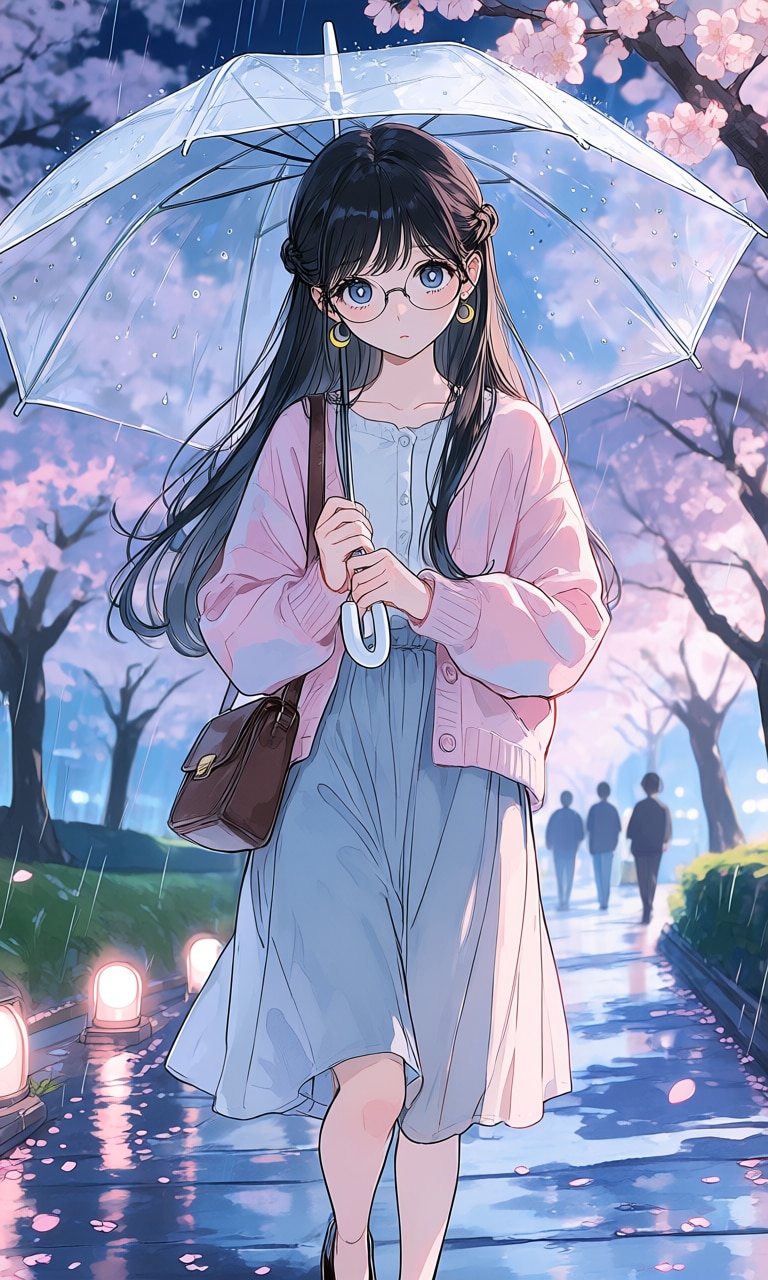 雨の夜桜 | の人気AIイラスト・グラビア